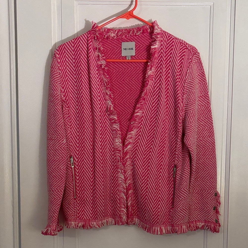Noize Fuchsia Herringbone Blazer
